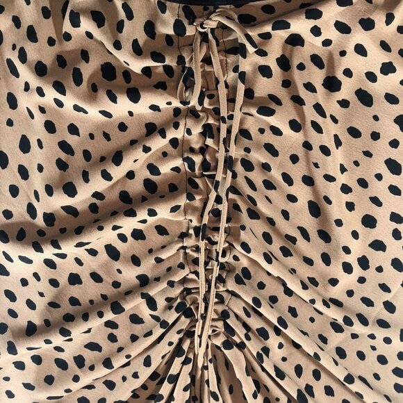 Miou Muse ruched front midi skirt women Size Large New With Tags Tan Leopard - Picture 5 of 7